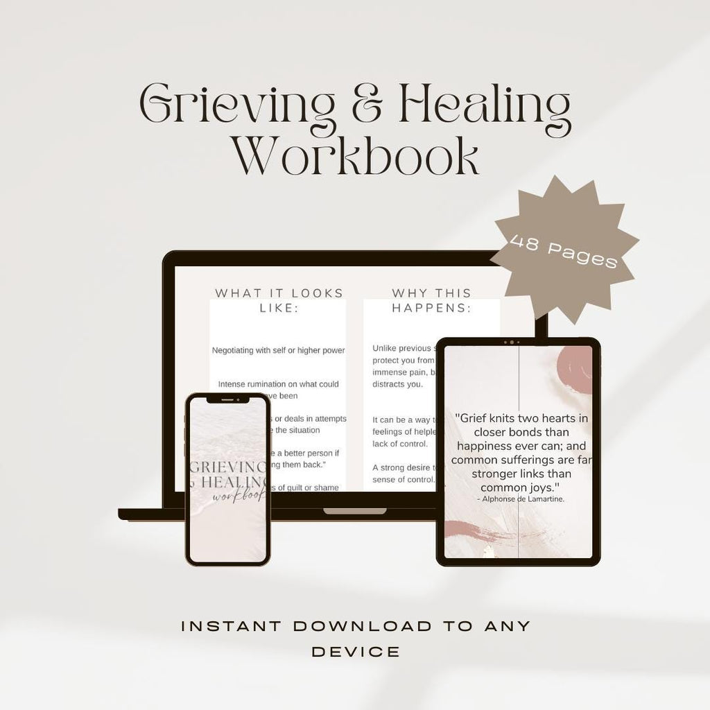 Guided Grief Journal: Healing After Loss Workbook (Printable PDF, 48 Pages