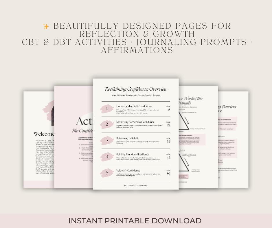 Self-Confidence Workbook | CBT & DBT Guided Journal (PDF)